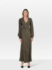 Black & Yellow Striped Maxi Dress