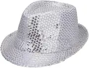 [Aniler] Unisex Solid Color Sequins Fedora Hat