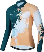 [Cycle-Run] Women Cycling Bike Jersey Long Sleeve with 3 Rear Pockets- Moisture Wicking, Breathable, Quick Dry Biking Shirt