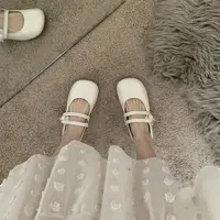 在飛比找樂天市場購物網優惠-森系學院風JK平底鞋法式復古白色單鞋甜酷瑪麗珍鞋2022春季