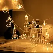 LED Space Astronaut String Lights Battery or USB Operation 1.5M 3M 6M Rocket Planet LED Fairy String Light Children's Kid's Room Holiday Party Home Decoration