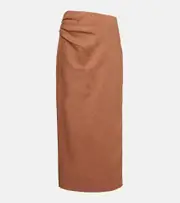 [SIR] SIR Asymmetric ruched linen midi skirt AU 14 brown