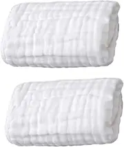 Toyvian 2Pcs Cotton Bath Towel Soft Breathable Swaddle Cloth for Newborns Quick Dry Muslin Wraps Comfortable Healthy for Skin
