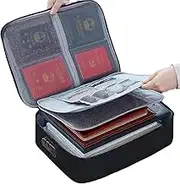 Multi-Pocket Fireproof File Bag Easily Important Documents Waterproof Fabric for Easy Storage OxfordCloth, Black