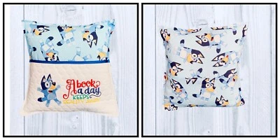 Embroidered Reading Pillow /IPad Cushion - Bluey