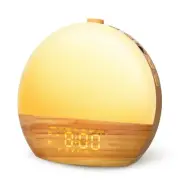 Wood Grain White Noise Sound Machine Sunrise Alarm Clock with 25 Soothing Sou...