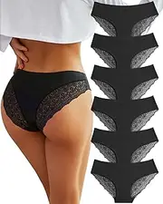 [BeReady] Lace Women's Underwear Seamless Briefs Women's V Waist Lace Seamless Hipster Underpants Multipack Pack of 6