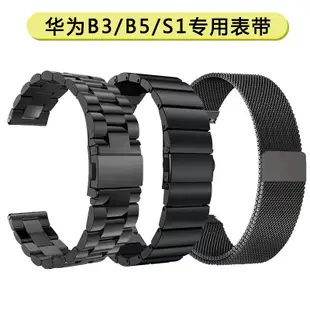 現貨 華為B5手環錶帶B6/B3青春版金屬不鏽鋼替換腕帶華為S1手環精鋼帶