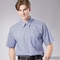 在飛比找momo購物網優惠-【LONRIS 儂禮士】藍色條紋棉質短袖襯衫(舒適透氣、棉、