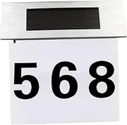 OSALADI 4 Led Solar Lighted Address Sign Weatherproof Stainless Steel Night Visibility Easy Install Outdoor Use