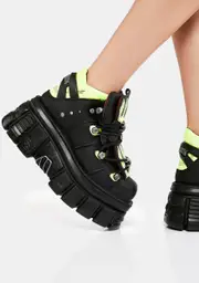 [New Rock] Neon Yellow M-Met011-C1 Ankle Boots