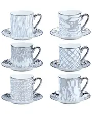 Certified International Matrix Silver Espresso Cup & Saucer