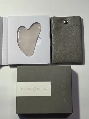 COMPLEX CULTURE Rose Quartz Gua Sha Sculpture Stone with Carrying Pouch Heart