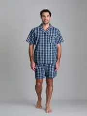 Lowes Navy Check Short Leg Pj