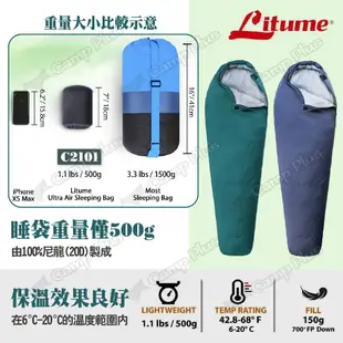 【LITUME】意都美 超輕量羽絨睡袋 C2101 墨藍 露營睡袋 保暖輕量 可機洗 登山 露營 悠遊戶外