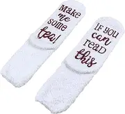 [Tovbmup] Funny "If You Can Read This Make Me Some Tea" Socks - Gifts for Her, Great Birthday Gifts for Women, Wife, Hostess, Novelty Present with Gift, White, One size