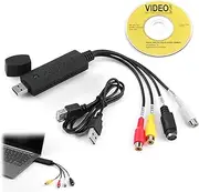 Audio Video Grabber USB 2.0, USB Video Capture Card for VHS, Hi8, DVD, VCR to Digital, Audio Video Converter for PC, TV, MAC, Compatible with Windows 11/10/8/7, Convert Analog to Digital