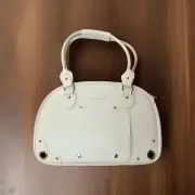 NEW Petshome Pet Carrier, Waterproof Boho Chic Faux IVORY LEATHER 16x14x7.5 In