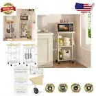 Versatile Rolling Kitchen Microwave Cart - 3 Tier Design with Adjustable Shelf