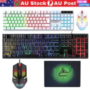 Wired Gaming Keyboard and Mouse Pad Combo Ergonomic LED Backlight for PC Laptop