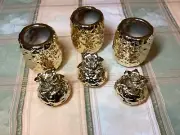 Two’s Company New Gold Pineapple Ceramic Storage Jars Quantity 3 New