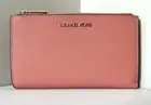 New Michael Kors Jet Set Travel Double zip wristlet Saffiano Leather Sherbert