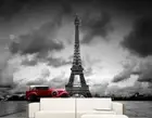 3D Classic Car Eiffel Tower Wallpaper Wall Mural Removable Self-adhesive 658