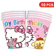 Hello Kitty Theme 266ml 9 OZ Paper Cups 10PK - Kids Birthday Party Tableware