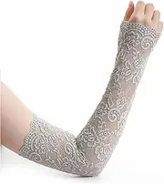 [DUnLap] Arm Sun Protection Summer Sunscreen Lace Arm Sleeve Women Arm Cover Fashion Classic UV Protection Ice Arm Cuffs Fingerless Driving Gloves Arm Sun Protection Sleeve