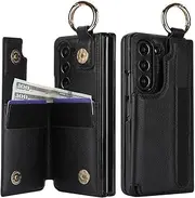 for Samsung Galaxy Z Fold5 Fold3 Phone Case Wallet Mobile Phone Leather Case with Ring Pen Slot Folding Z Fold4 Protective Cover,Black,for Samsung Z Fold5