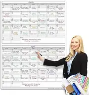 Dry Erase Two Month Laminated jumbo Wall Calendar, 38" x 50", Huge bimonthly Vertical Laminated Erasable White Board, Giant 60 day Family Whiteboard Schedule Planner, Large Multi Month Reusable Poster
