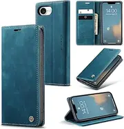 ELEPIK for iPhone 16e Case with Card Holder, Kickstand [2 Card Holder + 1 Cash Slot] [for Women & Men] [Durable PU Leather] Magnetic Wallet Phone Cover for iPhone 16e, Elegant Blue