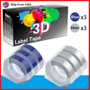 (3Blue+3Silver) LabelTape Fit For Dymo 20008 Dymo 814580 Label Makers