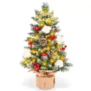 Artificial Mini Christmas Tree, 21 Inch Small Tabletop Snow Flocked Xmas Tree...