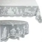 Christmas Lace Tablecloth Round Rectangle Dinner Table Cover Snowflake Decor╯
