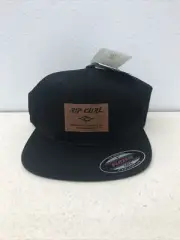 New Rip Curl Black Leather Patch Flexfit Cap Hat Cotton OSFA Stretch Elastic