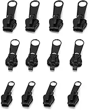 12Pcs Fix Zip Puller,Fix Zipper Removable Rescue Replacement Pack Zip Slider Repair Instant Kit,Instant Zipper Set,for Sewing Clothes Backpacks Jacket Jacket Zipper Repair Kit Fasteners(Black)