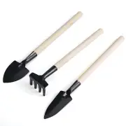3Set 3Pcs/Set Mini Garden Hand Tools Set Gardening Shovel Spade Rake Trowel Wood Handle