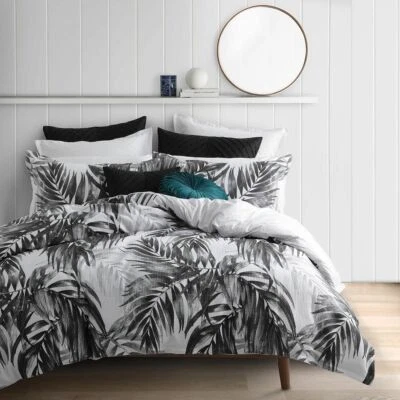 New Bermuda Black Queen Size Quilt / Doona Cover Set Tropical From Logan & Mason