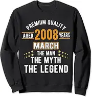 [X.Style] Man Myth Legend March 2008 15th Birthday Tee 15 Years Old Sweatshirt ds1256 Sweater (S) Black