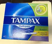 Tampax Cardboard Applicator, Multipax Tampons 40 Count