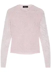 Blumarine Pink Logo-embellished Tulle top - 12 12