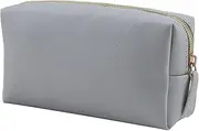 Apooliy Leather Makeup Bag for Purse Travel, Portable Small Cosmetic Organizer for Women and Girls, Make up Bag with Zipper