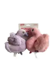 Multipet Valentines Day Pink Purple Two Swans Pack Squeaky Plush Dog Toy