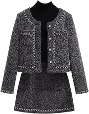 [UKTZFBCTW] Small Fragrant Style Dress for Women Spring French Skirt Two-Piece Set
