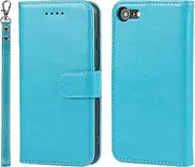 Case for iPhone SE 2022 SE 2020 8 7 Leather Wallet Case with Card Holder Slot SunYoo Protection Shockproof Cover Kickstand Magnetic Handbag with Wrist Strap Women Flip Folio for SE2022 SE2020 Blue