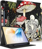 [Wazzasoft] for Samsung Galaxy Tab S10 Fe/S9 Fe Case - Tab S9 Case for Women Girls Kids Boys Cute Fashion Design Gothic Skeleton Skull Folio Tablet Cover with Pencil Holder