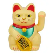 Gold Plastic Maneki Neko Beckoning Lucky Money Cat Waving Arm For Good Luck