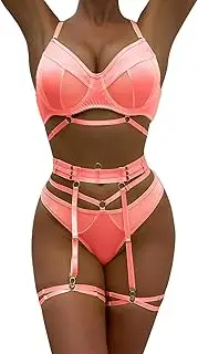[Generic] Plus Size Lingerie Gowns 3x-4x Women Fashion Pure Color Bandage Mesh Splicing Sexy Underwear with Leg Rings Sexy Underwear Back and Body Hurts Women