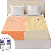 Luxury Electric Blanket Super King Bed, 203 x 183cm, Underblanket Mattress Cover, Cotton Comfort Layer, Multi-zone, Dual Control, 9 Heat Settings, 10 Time Settings, Machine Washable